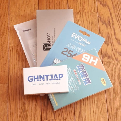 Ringkeケース・FANOV画面フィルム・サムスンmicroSDXC・カメラレンズフィルム・転送ケーブル